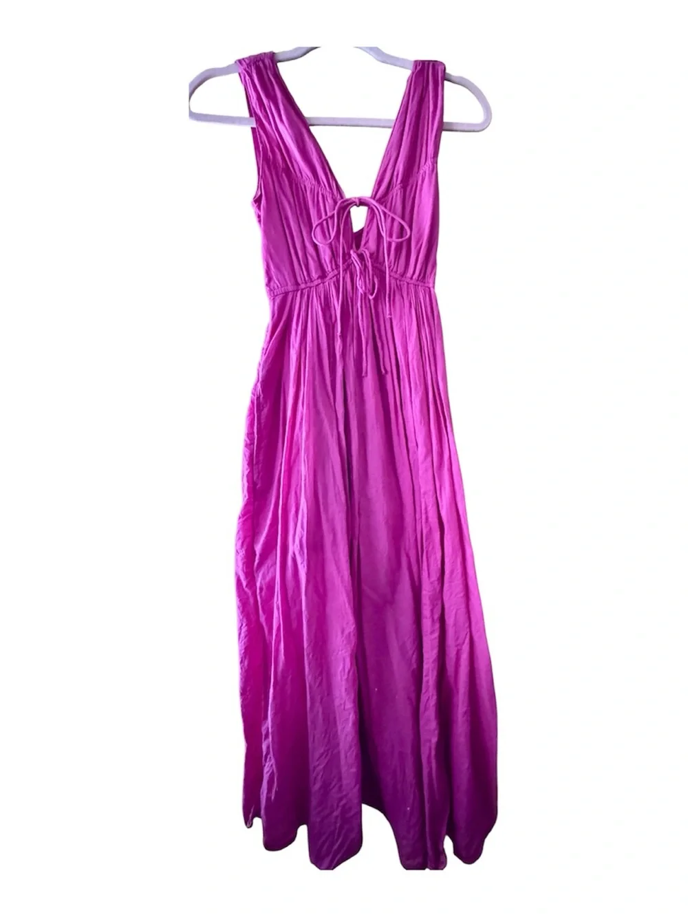Abercrombie & Fitch Pink Maxi Dress SP 100% Cotton Tie Front Sleeveless